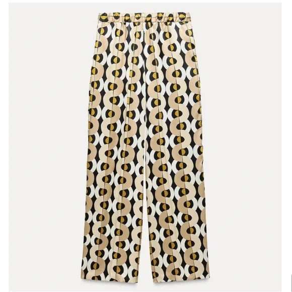 Zara GEOMETRIC PRINT STRAIGHT LEG PANTS Size XS NWT - Picture 3 of 6